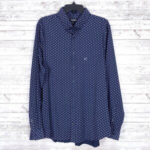 Express Mens Button Down Shirt XL Pinwheels Blue Pink 267A